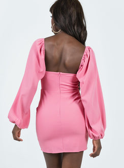 product Princess Polly Asymmetric Neckline  Lillie Long Sleeve Mini Dress Bright Pink