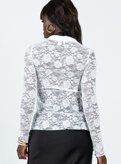 product Princess Polly Full Sleeves High Neck  Shallard Lace Long Sleeve Top White
