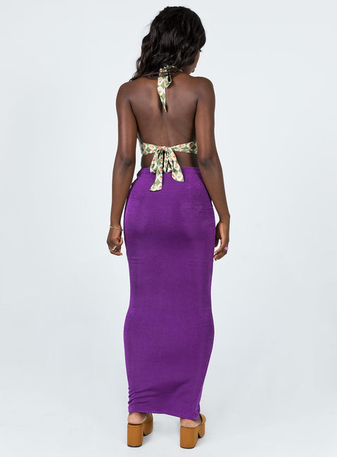 back view of model wearing Princess Polly Danna Maxi Skirt Purple 