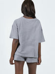 Matching set Oversized tee  Drop shoulder  High waisted shorts  Elasticated waistband  Good stretch 