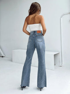 product Princess Polly High Waisted  Chandra Flare Jeans Mid Wash Denim