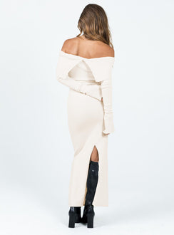 product Princess Polly High Neck  Louden Off The Shoulder Maxi Dress Cream