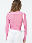 product Princess Polly Three Fourth Sleeves Square Neck  Liya Long Sleeve Top Pink