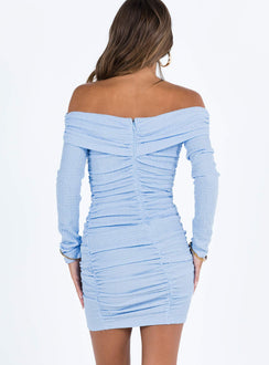 product Princess Polly Square Neck  Highfield Off The Shoulder Mini Dress Blue