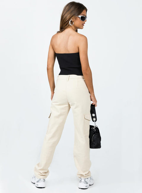 product Princess Polly High Waisted Pants  Courtside Cargo Pants Beige