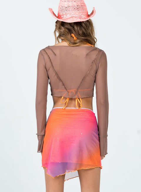 back view of model wearing Princess Polly Loxley Mini Skirt Multi Mini Skirts 