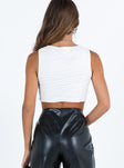 White crop top Textured material V neckline Open front Tie fastening  Good stretch Fully lined 