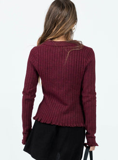 product Princess Polly Full Sleeves Cowl  Lahey Long Sleeve Polo Knit Top Maroon