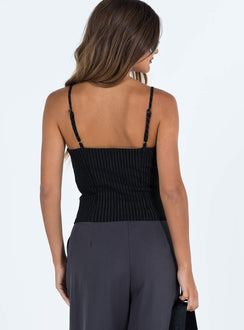 product Princess Polly Sleeveless Sweetheart  Archette Corset Vest Black Pinstripe