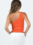 One shoulder top Rib knit material Good stretch Unlined 