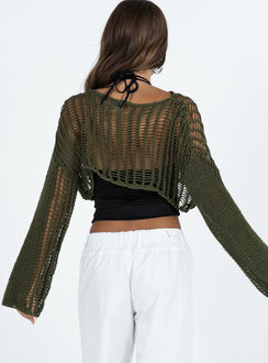 The Kennedy Cropped Sweater Olive Princess Polly  Cropped 