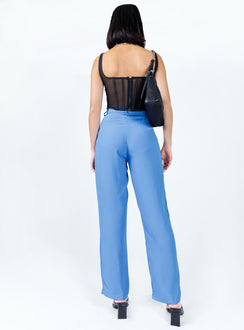 back view of model wearing Princess Polly Joplin Pants Blue 