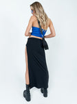 back view of model wearing Princess Polly Bobbie Rose Maxi Skirt Black Maxi 