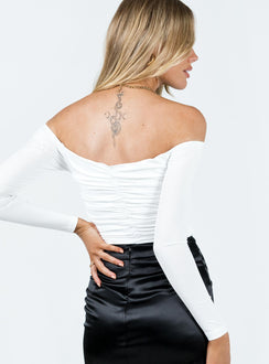 back view of model wearing Princess Polly Sivero Bodysuit White Full Sleeves 