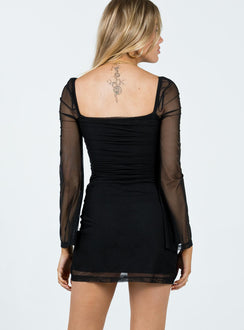 product Princess Polly Scoop Neck  Corman Long Sleeve Mini Dress Black