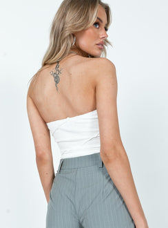 back view of model wearing Princess Polly Oscar Strapless Bodysuit White Sleeveless straight 