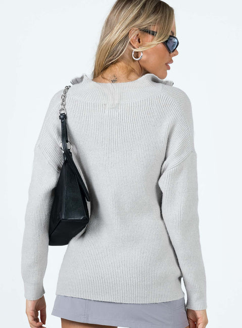 Bessy Sweater Grey Princess Polly  Cropped 