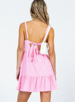 back view of model wearing Princess Polly Arialena Mini Dress Pink 
