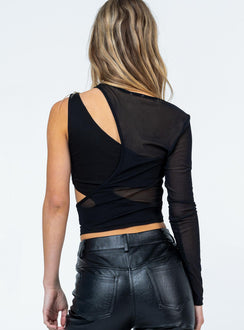 back view of model wearing Princess Polly Lundin Overlapping Layers Top Black 