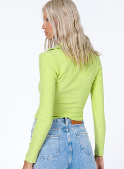 back view of model wearing Princess Polly Emmaline Long Sleeve Top Green 