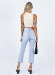 Princess Polly Mid Rise  Angela Cropped Jeans Light Wash Denim
