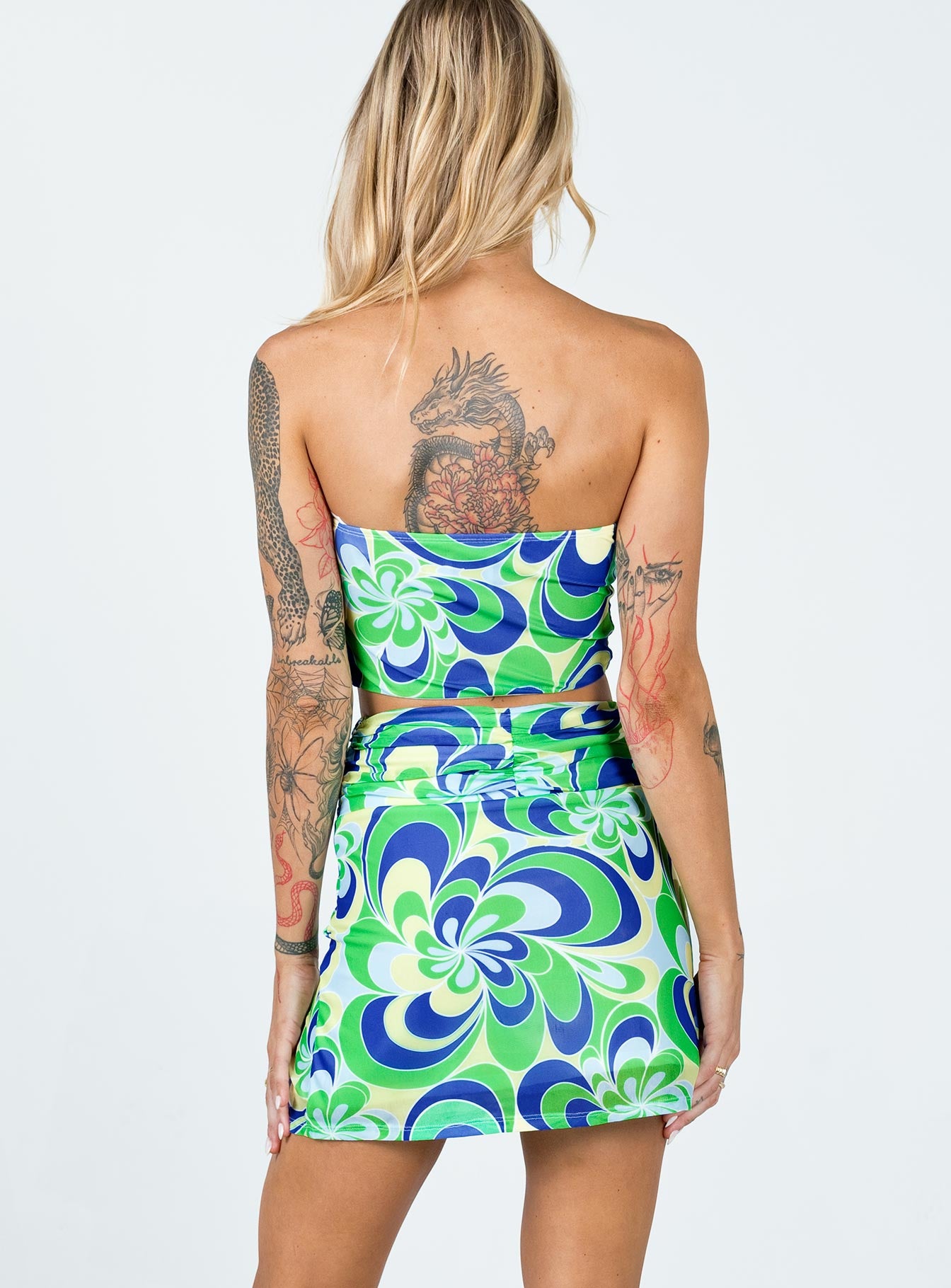 back view of model wearing Princess Polly Public Desire Mini Skirt Multi 