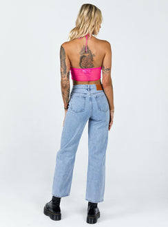 back view of model wearing Princess Polly Badalona Denim Jeans Mid Rise 