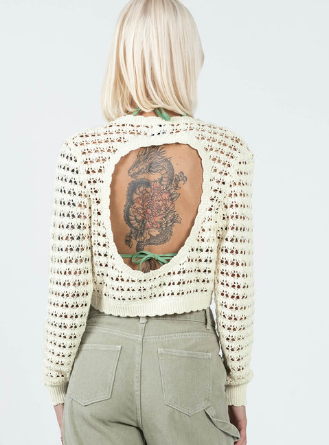 Robbie Sweater Cream Princess Polly  Cropped 