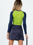 back view of model wearing Princess Polly Madelyn Mini Skirt Navy Mini Skirts 