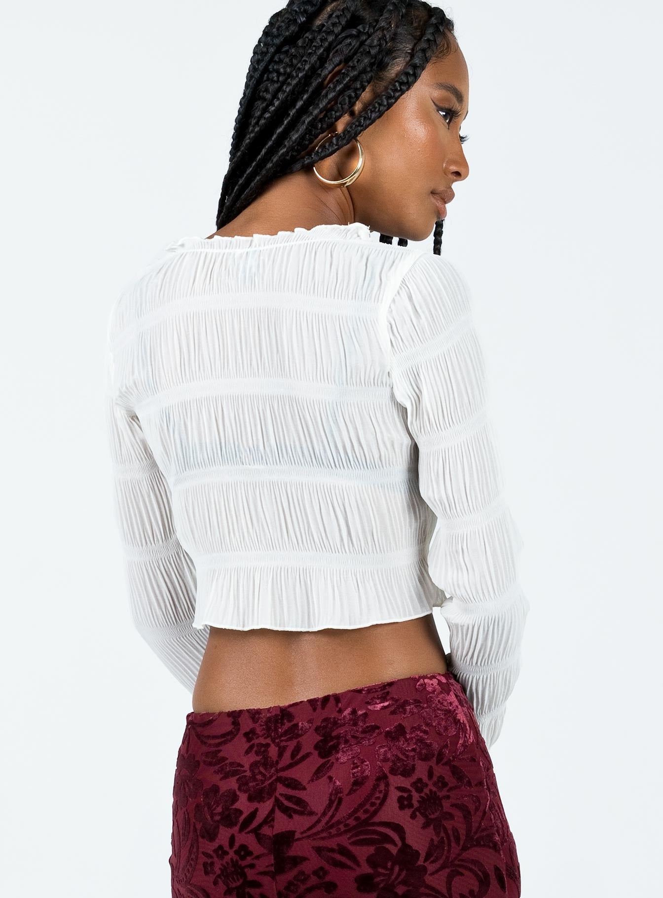 product Princess Polly Full Sleeves High Neck  Wallach Long Sleeve Top White