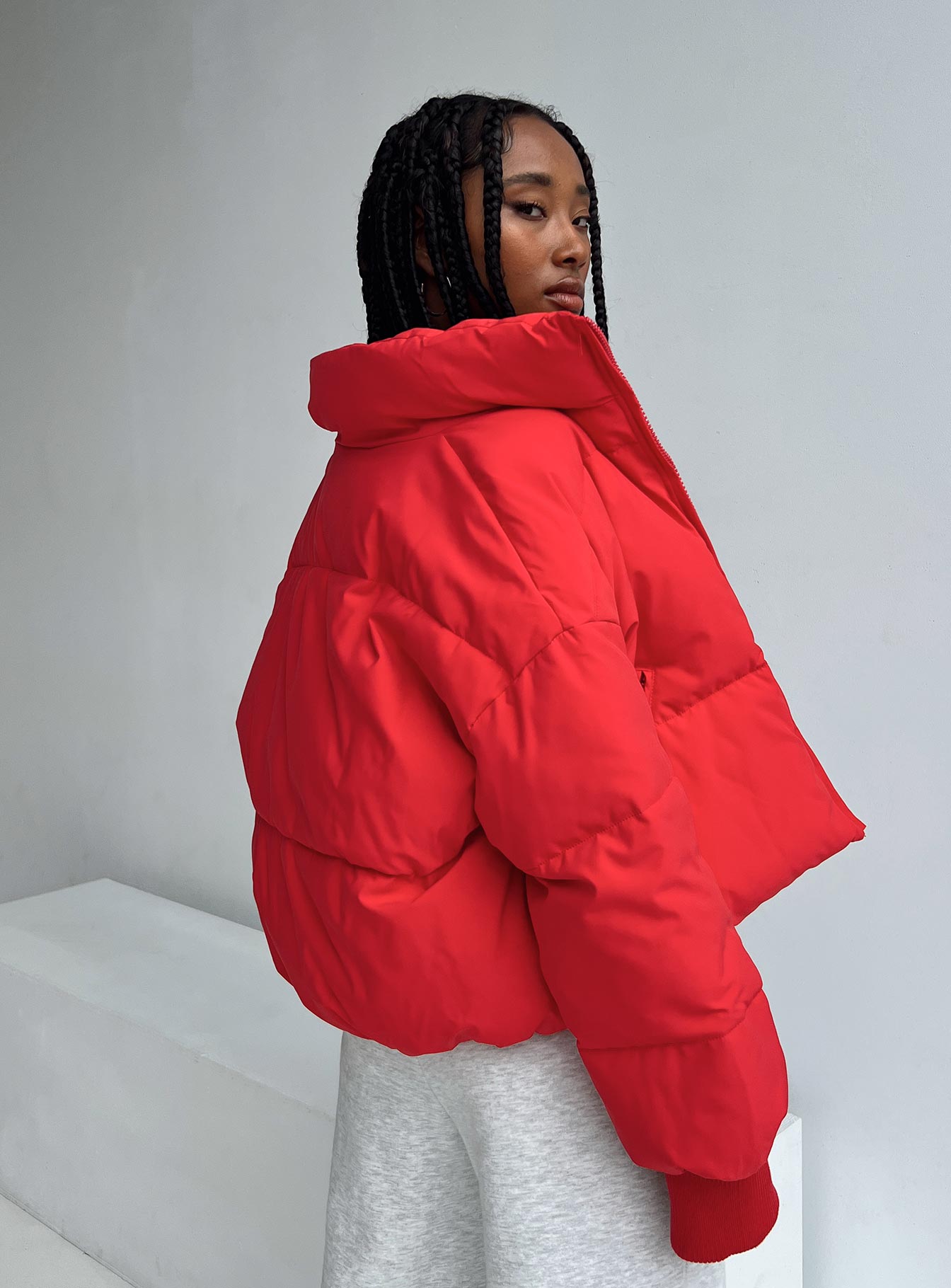 Cheap red puffer jacket best sale