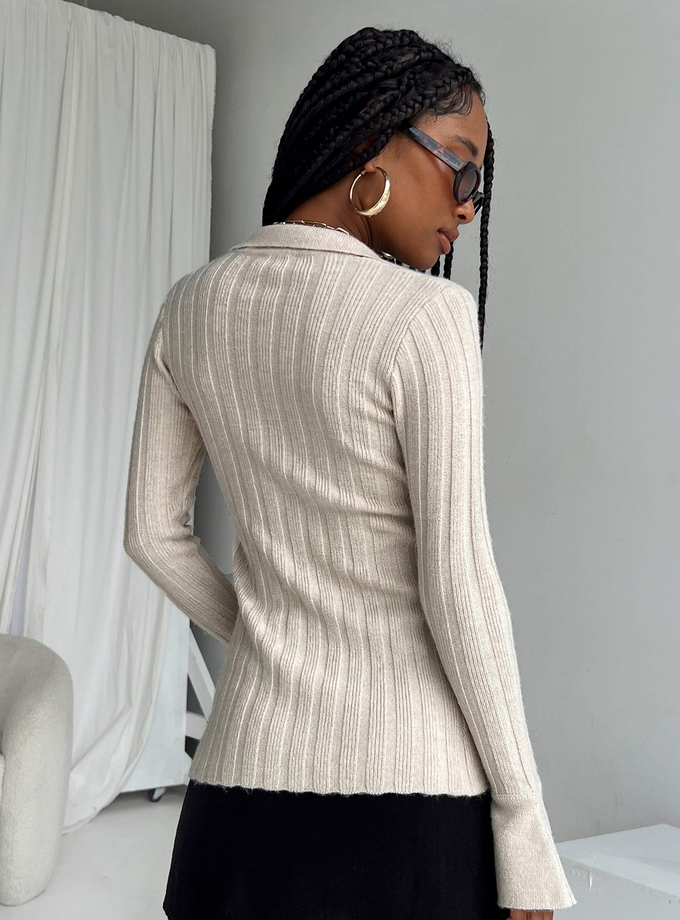 product Princess Polly Full Sleeves Plunger  Beryl Long Sleeve Top Bone