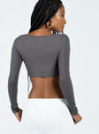 Long sleeve top Ribbed material  Wide neckline 