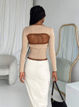 product Princess Polly Full Sleeves Square Neck  Orsette Two Piece Knit Top Beige