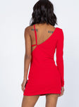 back view of model wearing Princess Polly Xavier Mini Dress Red 