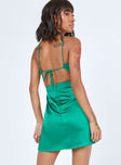 back view of model wearing Princess Polly Ximena Mini Dress Green 