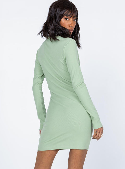 back view of model wearing Princess Polly Neveah Mini Dress Green 