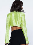 back view of model wearing Princess Polly Talissa Long Sleeve Top Green 