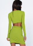 back view of model wearing Princess Polly Ayrton Mini Dress Green 