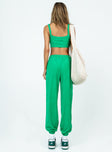 Green matching set Terry towelling material Crop top Invisible zip fastening at side Pants Elasticated waistband & cuffs