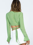 product Princess Polly Three Fourth Sleeves Square Neck  Delano Long Sleeve Top Green