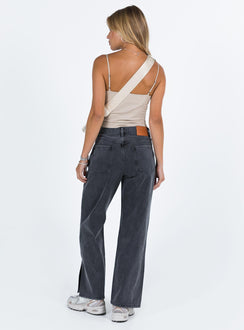 product Princess Polly High Waisted  Riri Wide Leg Jeans Washed Black