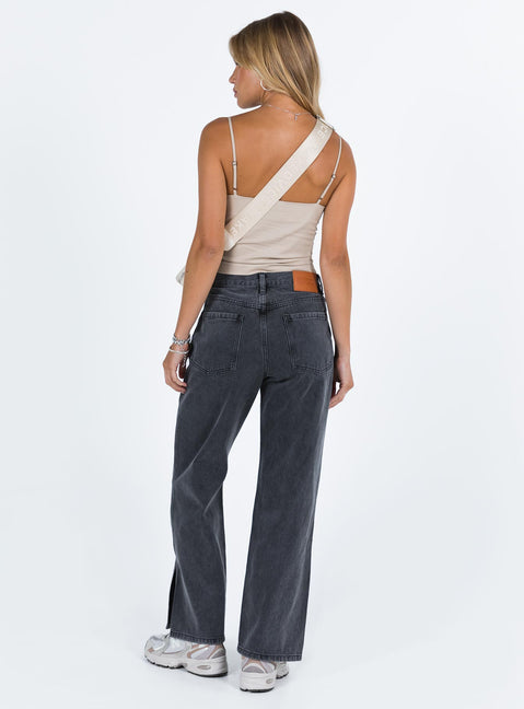 product Princess Polly High Waisted  Riri Wide Leg Jeans Washed Black