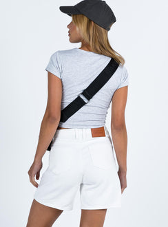 Ragina Longline Denim Shorts White Princess Polly mid-rise 