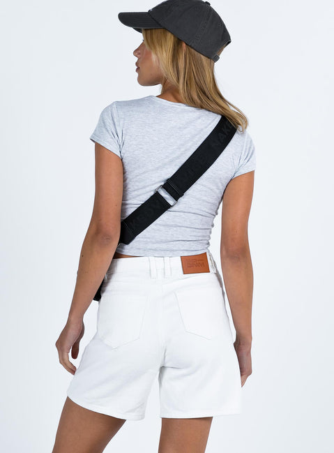 Ragina Longline Denim Shorts White Princess Polly mid-rise 