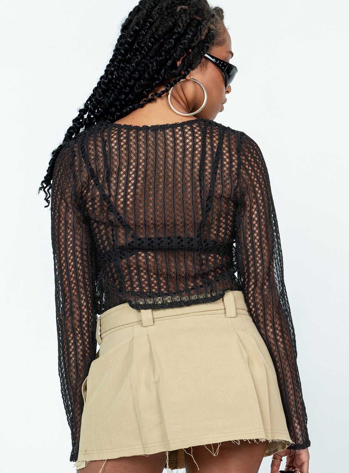 product Princess Polly Full Sleeves Scoop Neck  Norland Sheer Top Black