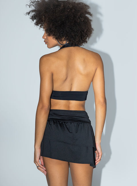 back view of model wearing Princess Polly Adra 2000s Mini Skirt Black 