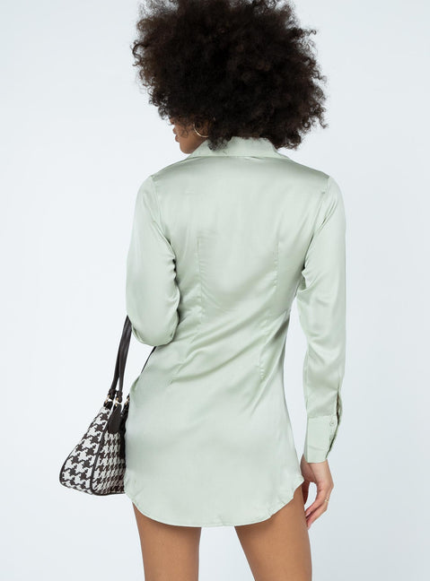 back view of model wearing Princess Polly Sari Mini Dress Green 