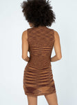 back view of model wearing Princess Polly Maceo Mini Dress Brown 