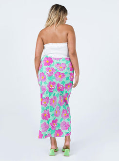 back view of model wearing Princess Polly Adah Maxi Skirt Green Maxi 